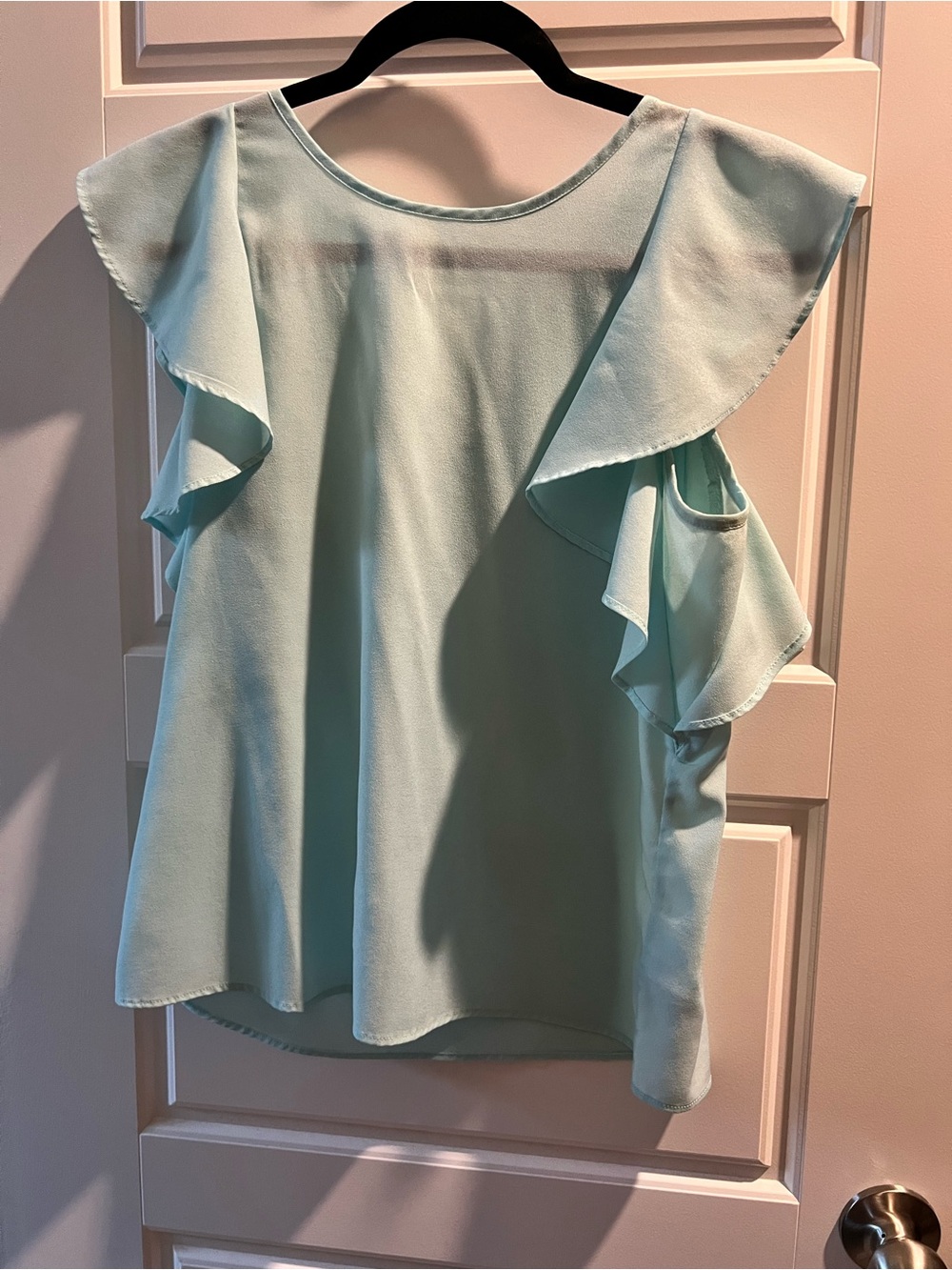 Banana Republic Light Aqua Ruffle Sleeve Blouse